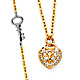 Floating Key Micropave CZ Heart Lock Necklace in 14K Two-Tone Gold thumb 0