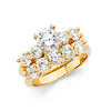 1-CT 4-Prong Round Knife-Edge Basket Side CZ Engagement Ring Set in 14K Yellow Gold