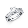 1-CT Round 4-Prong with Fishtail Side CZ Engagement Ring Set in 14K White Gold