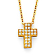 Floating Micropave Mini Cross Necklace in 14K Yellow Gold thumb 0
