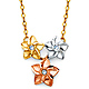 Tropical Flower CZ Trio Floating Pendant Necklace in 14K TriGold thumb 0