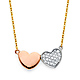 Floating CZ Duo Hearts Pendant Necklace in 14K TriGold thumb 0