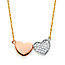Floating CZ Duo Hearts Pendant Necklace in 14K TriGold