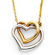 Floating Intertwining Duo Heart Necklace in 14K Two-Tone Gold