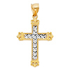 Small Fleur-de-lis Cross Pendant in 14K Two Tone Gold