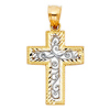 Small Fancy Filigree Cross Pendant in 14K Two-Tone Gold