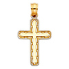 Petite Fancy Milgrain Cross Pendant in 14K Two-Tone Gold