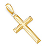 Small Beveled-Edge Cross Pendant in 14K Yellow Gold