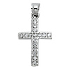 Petite Slender Milgrain Pave CZ Cross Pendant in 14K White Gold