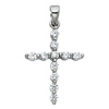 Petite CZ Round Pettern Cross Pendant in 14K White Gold