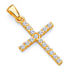 Petite Pave CZ Cross Pendant in 14K Yellow Gold thumb 0