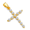 Petite CZ Round Pettern Cross Pendant in 14K Yellow Gold