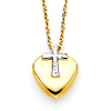 Diamond-Cut Cross Over Heart Necklace in 14K Two-Tone Gold