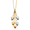 Ovate Leaves Tassel Charm Necklace in 14K TriGold