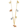 Dangling Good Luck Charms Necklace in 14K Tricolor Gold