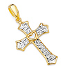 Small Heart Passion Cross Two Tone Pendant in 14K Two Tone