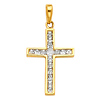 Petite Princess & Round-Cut Channel-Set Cross Pendant in 14K Yellow Gold