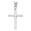 Small Cross Pendant with Slanted Edges in 14K White Gold - 22mmH