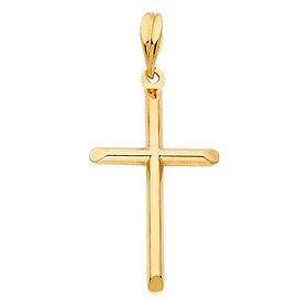 Small Slender Rod Cross Pendant in 14K Yellow Gold - Classic ...