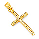 Small Diamond-Cut Cross Pendant with Beveled Edges in 14K Yellow Gold thumb 0