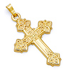 Floral Budded Cross Pendant in 14K Yellow Gold - Small