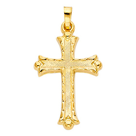 Small Patonce Beaded Cross Pendant in 14K Yellow Gold