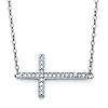 Floating Sideways Cross Necklace with Micropave CZs in 14K White Gold