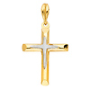 Small White Satin Center Cross in 14K Yellow Gold