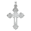 Small Budded Cross Pendant in 14K White Gold