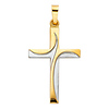 Small Two-Tone Swirl Cross Pendant in 14K Yellow Gold