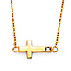 Floating Mini Sideways Cross Necklace with CZ Accent in 14K Yellow Gold thumb 0