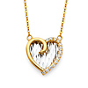 Diamond-Cut CZ Floating Swirl Heart Necklace in 14K Two-Tone Gold