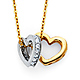 Duo Heart CZ Charm Necklace in 14K Two-Tone Gold thumb 0