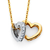 Duo Heart CZ Charm Necklace in 14K Two-Tone Gold
