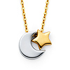 Crescent Moon and Star Charm Necklace in 14K Two-Tone Gold