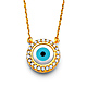 Floating CZ Circle Evil Eye Necklace in 14K Yellow Gold thumb 0