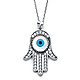 Hamsa Evil Eye Necklace with Micropave CZs in 14K White Gold thumb 0