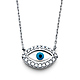 Floating Round-Cut CZ Evil Eye Necklace in 14K White Gold thumb 0