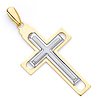 Medium Flat White Cross Pendant in 14K TwoTone Gold