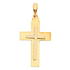 Medium Texture Double Cross Pendant in 14K Yellow Gold