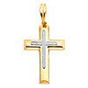 Small TwoTone Polished & Satin Cross Pendant in 14K Yellow Gold