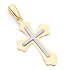 Small Flat Fleury Two-Tone Cross Pendant in 14K Yellow Gold