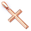 Small Latin Beveled Edge Cross Pendant in 14K Rose Gold