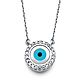 Floating Cubic Zirconia CZ Circle Evil Eye Necklace in 14K White Gold thumb 0