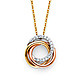 CZ Trinity Infinity Rings Necklace in 14K Tricolor Gold thumb 0
