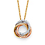CZ Trinity Infinity Rings Necklace in 14K Tricolor Gold