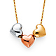 Trio Heart Charm Necklace in 14K TriGold thumb 0