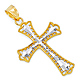 Small Fancy Patonce Cross Pendant in 14K TwoTone Gold thumb 0