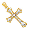 Small Fancy Patonce Cross Pendant in 14K TwoTone Gold