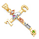 Small Good Luck Icon Cross Pendant in 14K TriGold thumb 0